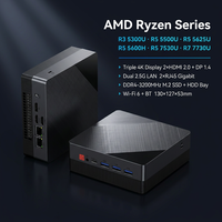 Mini PC con CPU AMD R5-5500U, 2*DDR4-3200Mhz, 8/16GB de RAM, 256/512/1T M.2 SSD, Compatible con Salida HD, Mini PC Compatible con Linux y Windows 11