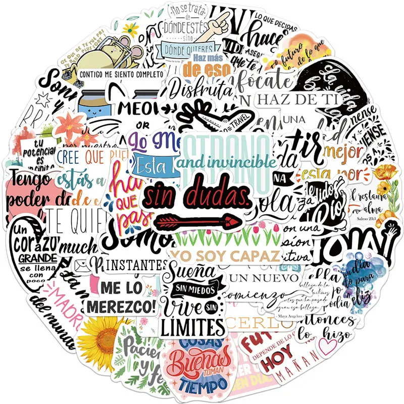 50 Buah Stiker Inspirasional Spanyol untuk Remaja Dewasa Anak-anak Guru Motivasi Stiker Kutipan Positif