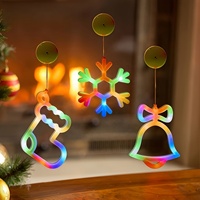 Guirlandes lumineuses LED de Noël à ventouse pour fenêtre, décorations flocon de neige, étoile, cloche, pour fêtes, maison, jardin, cadeau