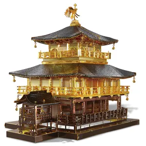Pièces de construction japonaise célèbres, pavillon d'or, casse-tête 3D, Puzzle en métal, Kits de construction de maquettes