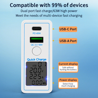 Chargeur portable à charge rapide 45W, adaptateur double port USB Type C à 90 degrés, PD QC3.0, écran LCD, chargeur de téléphone électrique portable