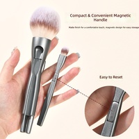 Mini Kit de Pinceaux Cosmétiques de Voyage 4-en-1 Détachable avec Poils en Fibres Synthétiques, Option Logo Personnalisé, Outils de Maquillage Prêts à l'emploi pour Mascara