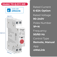 Interrupteur intelligent WiFi EWeLink sur rail DIN, disjoncteur MCB 1P+N 90-240V 1-63A, contrôle à distance par minuterie pour boîte de distribution intelligente Chayo