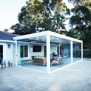 Pérgola Bioclimática Impermeable ARL Pergo-Eco, Cubierta <span class=keywords><strong>de</strong></span> Techo con Persianas, Gazebo <span class=keywords><strong>de</strong></span> Aluminio para Exteriores con Recubrimiento en Polvo y Motorizado - Product Image 6