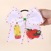 En gros, Nœuds pour le coiffage en ruban gros-grain de 7 pouces, motif crayon et pomme, pour la rentrée scolaire, pour filles