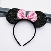 Ziming Nouveau Personnalisé Mignon Enfants Grande Taille Souris Oreilles Bandeau Paillettes Arc Filles Fête Bandeau