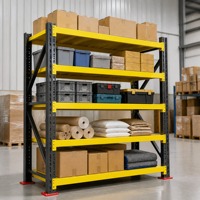 Étagère à palettes robuste à 5 niveaux, rayonnage d'entrepôt en acier jaune, réglable pour entrepôt industriel