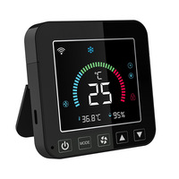 Capteur de température et d'humidité intelligent Tuya WiFi alimenté par USB avec écran couleur, contrôle à distance infrarouge via application pour climatiseur