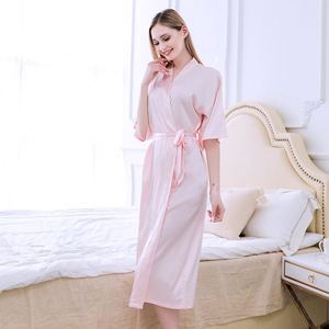 SFY-YH5026 Albornoz de Mujer de Alta Calidad al por Mayor, Kimono Sólido de Color, Elegante Pijama de Satén para el Hogar, Ropa Casual de Otoño/Primavera - Product Image 3