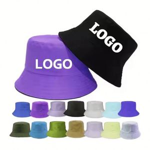 Chapeaux Bob Personnalisés en Coton Doublé Satin pour Hommes et Femmes, Casquettes d'Été à Bord Large et Dessus Plat, Couleur Unie, Idéales pour les Pêcheurs et les Loisirs - Product Image 1