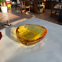 Bol à fruits en verre vert menthe facetté de luxe moderne, style nordique, bols à salade en cristal transparent pour hôtel haut de gamme et décoration intérieure