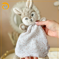 Doudou en peluche douce pour bébé avec tête d'animal en peluche, jouet câlin pour nouveau-né pour le sommeil