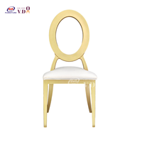 Chaises empilables de restaurant en acier inoxydable à dossier rond variable en O Chaise de salle à manger pour banquet d'hôtel en or et événement de mariage