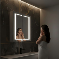 AOSMAY 600 X 700 mm LED-Beleuchteter Aluminium-Badezimmerspiegelschrank