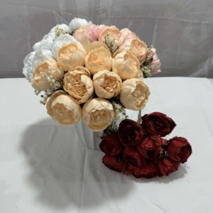 Fiori artificiali fatti a mano per matrimonio e festa a casa in più colori tenui - Product Image 3