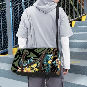 Bolso de lona con diseño Floral polinesio expandible, bolso de hombro grande para fin de semana, bolso de noche para hombre y <span class=keywords><strong>mujer</strong></span>, bolso de lona de mano para gimnasio - Product Image 5