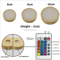 Base d'affichage LED ronde en bois de 6/8/10 cm, rechargeable, RGB, support lumineux pour ornements en verre, cristal ou résine