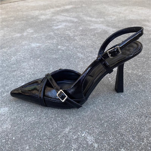 Nouvelles Sandales Polyvalentes à Brides Croisées et <span class=keywords><strong>Petit</strong></span> Orteil, Escarpins à Talons Hauts en Cuir Verni à Bout Pointu pour Femmes - Product Image 6