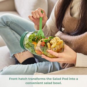 Salad Pod Vertical Layering Leak Proof Condiment Container Rectangle Food <b>Storage</b> Lunch <b>Box</b> Plastic <b>Lid</b> Solid Color - Product Image 3