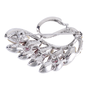 秋冬新作シルバー合金白鳥ブローチファッションダイヤモンドスカーフバックル白鳥ラインストーンブローチ - Product Image 6