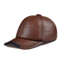 Gorra de Béisbol de Cuero Genuino, Forrada con Felpa Marrón, Cálida, Resistente al Viento, Protección Solar, para Hombre, Otoño e Invierno