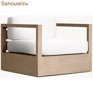 Fauteuil pivotant moderne en teck résistant aux intempéries avec <span class=keywords><strong>coussin</strong></span> pour patio - Product Image 4