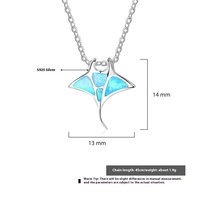 Collar de pez diablo creativo de joyería explosiva caliente de plata S925 serie marina con colgantes de encanto personalizados de ópalo Artificial