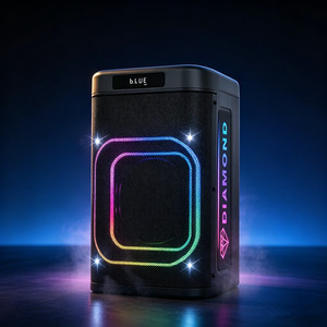 Haut-parleur Bluetooth portable 8 pouces pour la danse carrée, le DJ, le karaoké, le chant en extérieur, avec éclairage LED RGB et batterie - Product Image 1