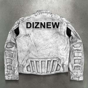 Giacca in Vera Pelle DiZNEW per <span class=keywords><strong>Uomo</strong></span>, Alta Qualità, Personalizzabile, Stile Hip Hop con Colletto Alto, Elegante, 1 Pezzo - Product Image 2