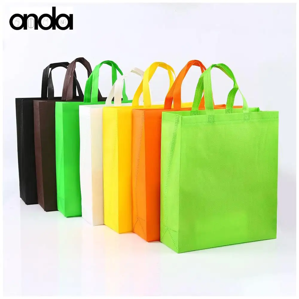 रंग अनुकूलित सस्ते प्रयोग करने योग्य पीपी गैर wovan निविड़ अंधकार किराने बैग गैर बुना खुदरा शॉपिंग बैग