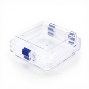 Clear <b>Plastic</b> Storage Box With Blue Latches For Lab Use 100Ml Capacity - Product Image 1