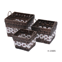 Panier de rangement mini rectangulaire moderne en rotin PE tressé, écologique, avec poignées, haute qualité, personnalisable pour cosmétiques et rangement domestique
