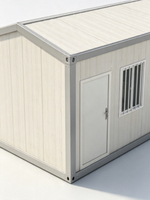 Maison modulaire à panneaux sandwich à toit en pignon et texture bois pour chambre d'hôtes de jardin / lodge de villégiature / dortoir de chantier / kiosque commercial