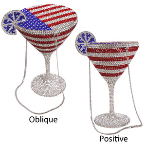 Pochette de soirée décontractée pour femme, motif drapeau américain USA, strass cristal, <span class=keywords><strong>verre</strong></span> à <span class=keywords><strong>martini</strong></span>, mode, Fête de l'Indépendance - Product Image 5