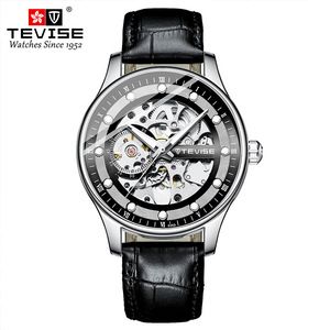 Nouvelle montre mécanique pour homme, cadran ajouré, bracelet en cuir, étanche, tendance - Product Image 1