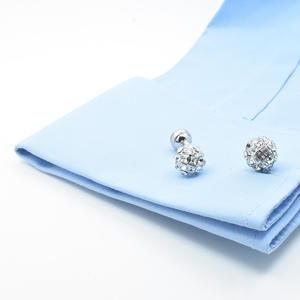 Boutons de manchette carrés de luxe en cristal Bling plein argent blanc <span class=keywords><strong>pierre</strong></span> naturelle avec boule stéréoscopique ensemble exclusif de bijoux - Product Image 3
