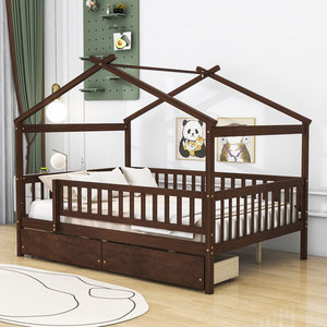 Cadre de <span class=keywords><strong>lit</strong></span> de maison en bois facile à assembler avec <span class=keywords><strong>tiroir</strong></span> de rangement Chambre à coucher Nodic <span class=keywords><strong>Montessori</strong></span> <span class=keywords><strong>Lit</strong></span> pour enfants - Product Image 1