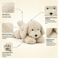 Peluche personnalisée chiot beige doux, jouet réaliste en peluche, adorable chien en peluche moelleux pour cadeau de vacances, décoration intérieure, faible MOQ, OEM, ODM