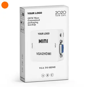 סיטונאי צבע שחור ולבן 1080p גודל מיני vga כדי hdmi מתאם וידאו ממיר תיבת וידאו מ vga כדי hdmi