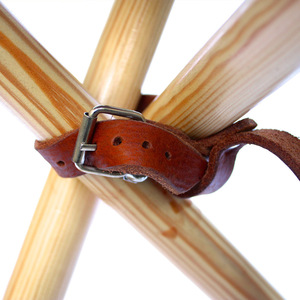 Outdoor camping triangular <b>stool</b>, solid wood fishing <b>stool</b>, retro cowhide <b>folding</b> <b>stool</b>, <b>folding</b> chair - Product Image 5