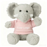 T-shirt personnalisé avec logo brodé, adorable peluche éléphant assis, jouet réconfortant avec rembourrage en coton PP, cadeau pour enfants