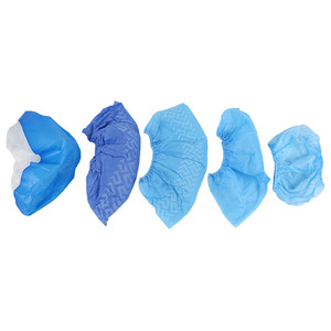 Surchaussures jetables en PP non tissé et PE antidérapantes, bleues, pour salle blanche et usage médical - Product Image 5