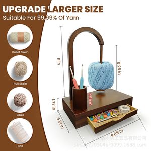 Solid Wood Yarn Rack With Storage Drawer <b>Crochet</b> <b>Hook</b> Holder Yarn Ball Stand For Crafting - Product Image 5