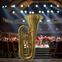 Konser Populer Bermain Tuba Kuningan Kuning 3 Piston Model Tuba