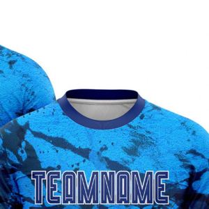 Camiseta de Fútbol Azul Abstracta de Manga Corta, Transpirable, Ligera, de Secado Rápido, Ropa Deportiva para Entrenamiento y Liga - Product Image 4