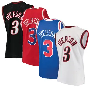 Spor giyim basketbol giysileri gömlek dikişli eski Retro gerileme #3 Allen Iverson basketbol forması