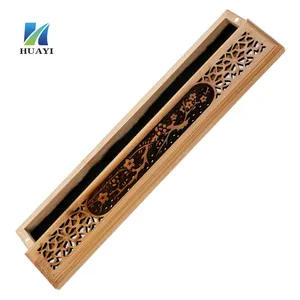 Household Decoration Box Bamboo Wood Holder Incense Burner Huayi HY00951 Wooden Incense Stick Holder Tray