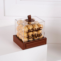Ledergriff Ramadan Maßgefertigte Schokoladenriegel Süßigkeiten Gebäck Display Klare Acryl Geschenkbox Dessert Keks Verpackungsbox mit Logo