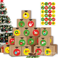24 pièces un ensemble nouveau design calendrier de l'avent de noël boîte en papier kraft compte à rebours boîte-cadeau fête boîte-cadeau fournitures