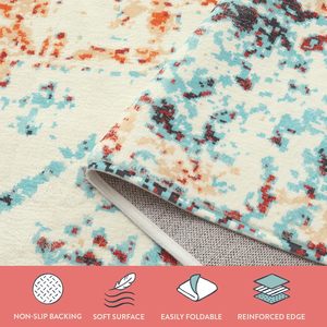 Alfombra redonda naranja Bohemia, medallón Floral, alfombra suave antideslizante lavable, estampado a pedido para sala de estar y dormitorio - Product Image 6